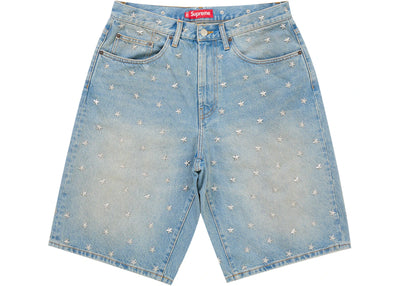 Supreme Stars Studded Baggy Denim Short Washed Indigo