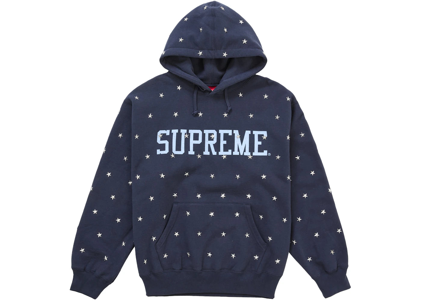 Supreme Stars Studded Hooded Sweatshirt Navy - vue 360