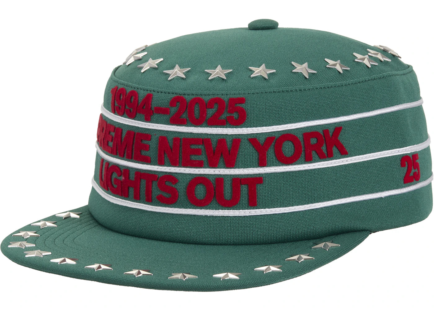 Supreme Stars Studded Pillbox Hat Green - vue 360