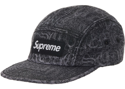 Supreme Stitched Old English Denim Camp Cap Black Denim - product view 2