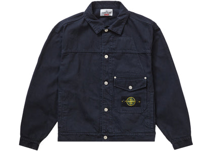 Supreme Stone Island Denim Trucker Jacket Navy - apparel view 2