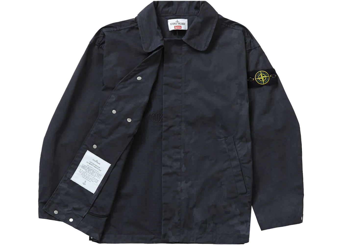 Supreme Stone Island Reactive Ice Camo Ripstop Jacket Black - vue 360