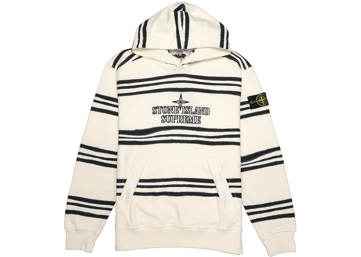 Supreme Stone Island Warp Stripe Hooded Sweatshirt White - vue 360