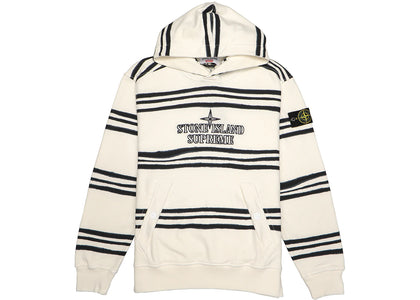 Supreme Stone Island Warp Stripe Hooded Sweatshirt White - authentic Supreme apparel