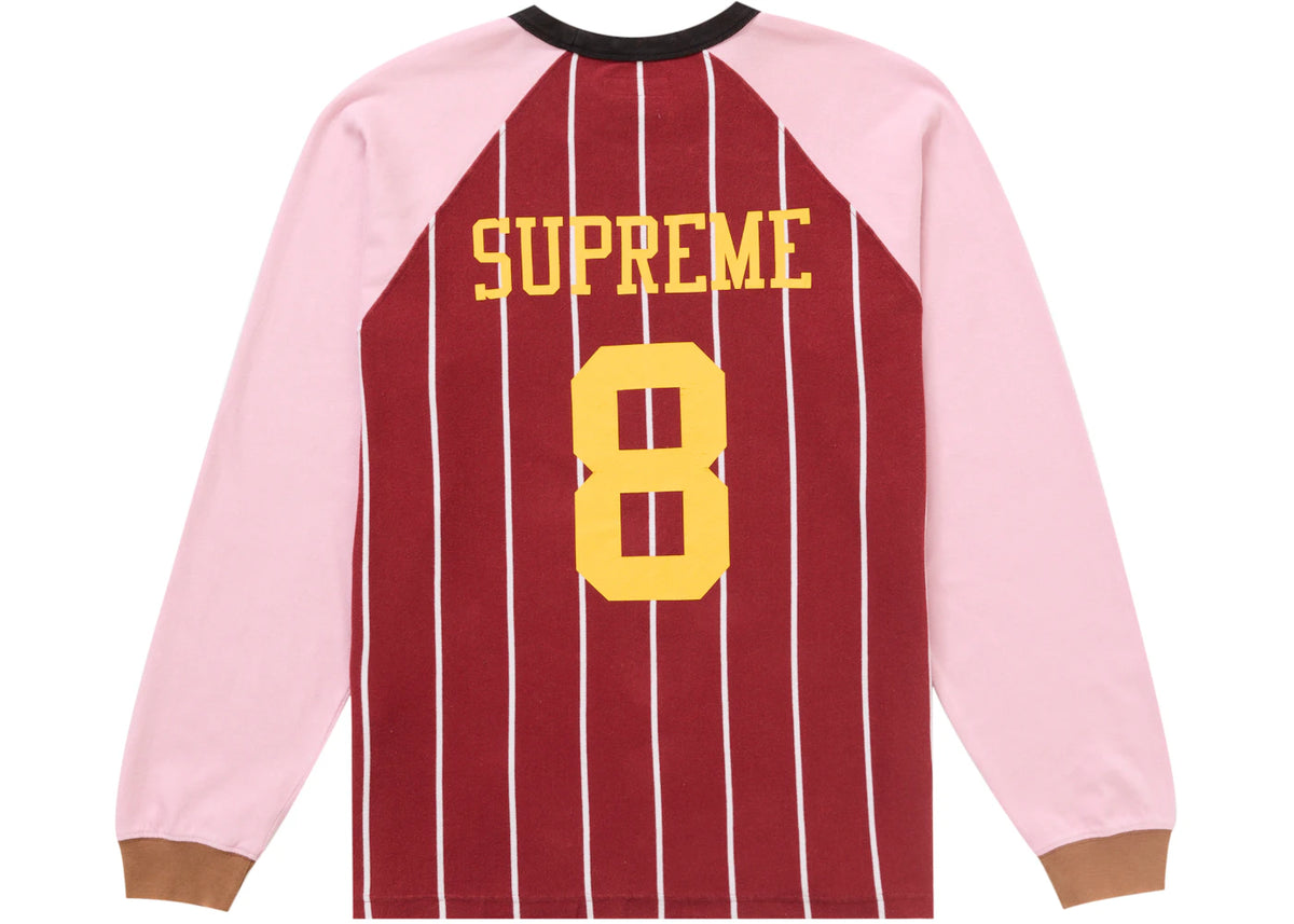 Supreme Stripe Raglan L/S Top Maroon - vue 360