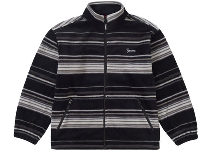Supreme Stripe Zip Up Fleece Jacket Black - apparel view 2