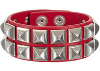 Supreme Studded Leather Bracelet Red