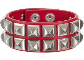 Supreme Studded Leather Bracelet Red