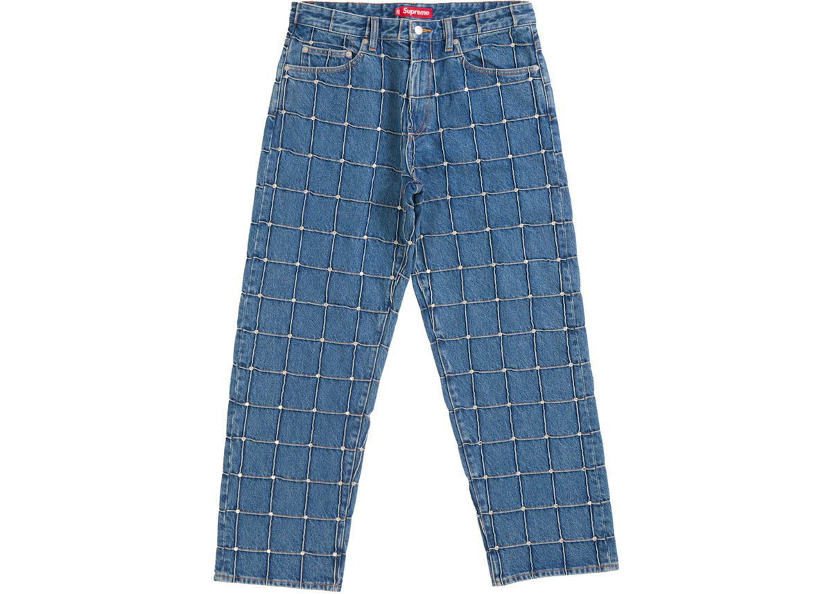 Supreme Studded Seam Loose Fit Jean Blue - vue secondaire A