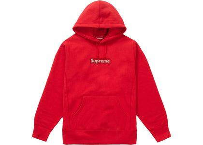 Supreme Swarovski Box Logo Hooded Sweatshirt Red - authentic Supreme apparel