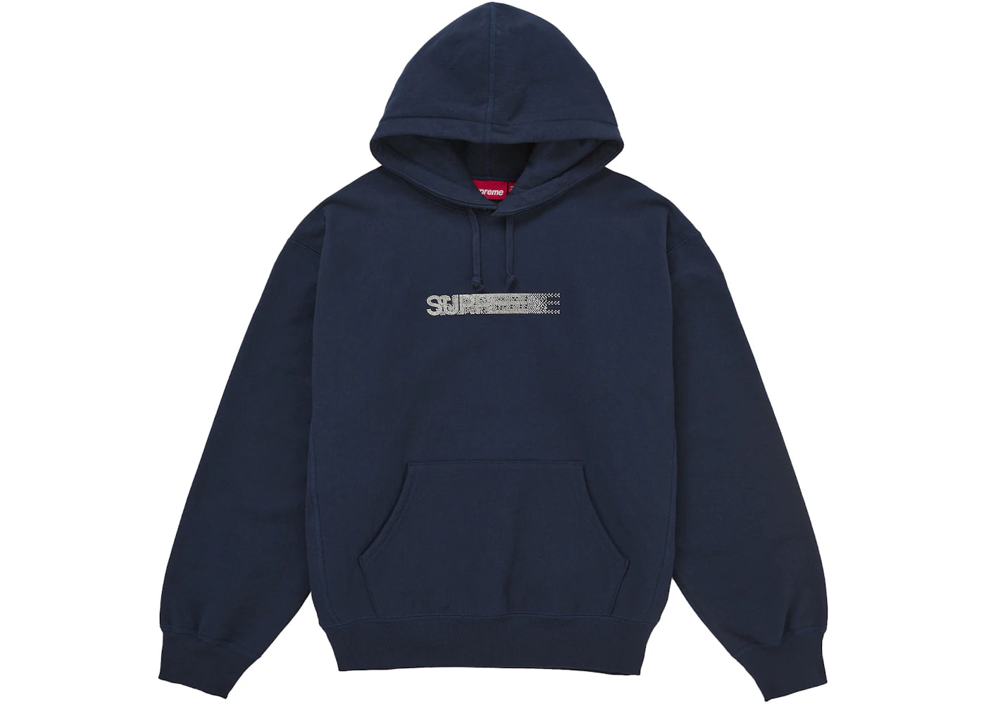 Supreme Swarovski Motion Logo Hooded Sweatshirt Navy - vue 360