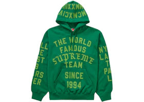 Supreme Team Flocked Hooded Sweatshirt Green - vue 360