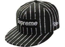 Supreme Text Stripe New Era Cap Black - vue 360