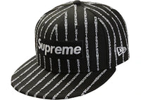 Supreme Text Stripe New Era Cap Black