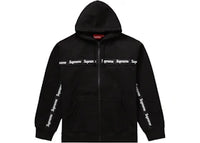 Supreme Text Stripe Zip Up Hooded Sweatshirt Black