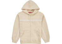 Supreme Text Stripe Zip Up Hooded Sweatshirt Natural