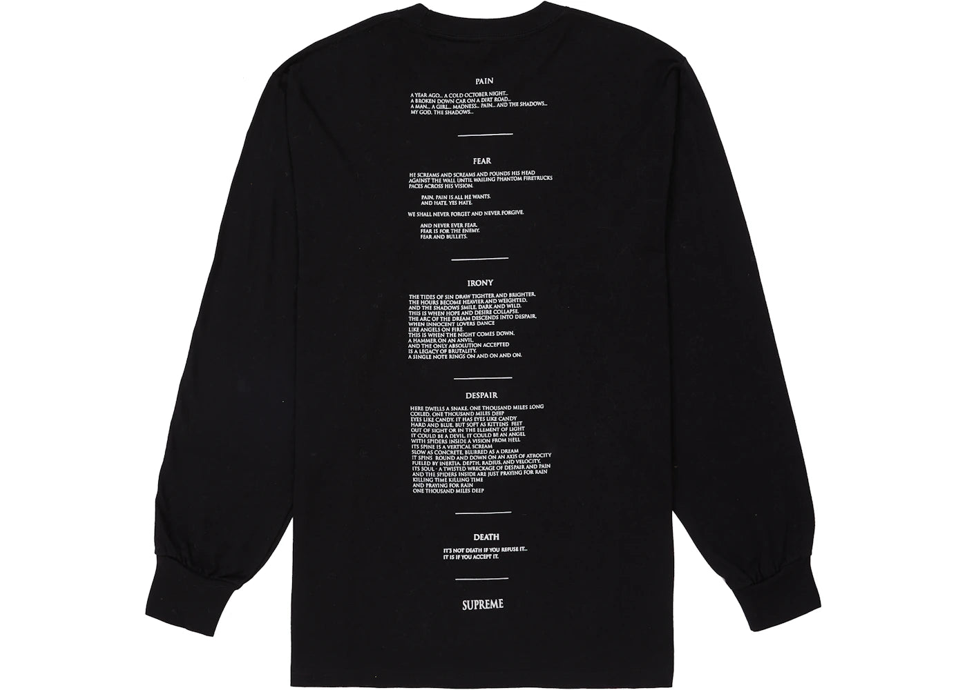 Supreme The Crow L/S Tee Black - vue secondaire B