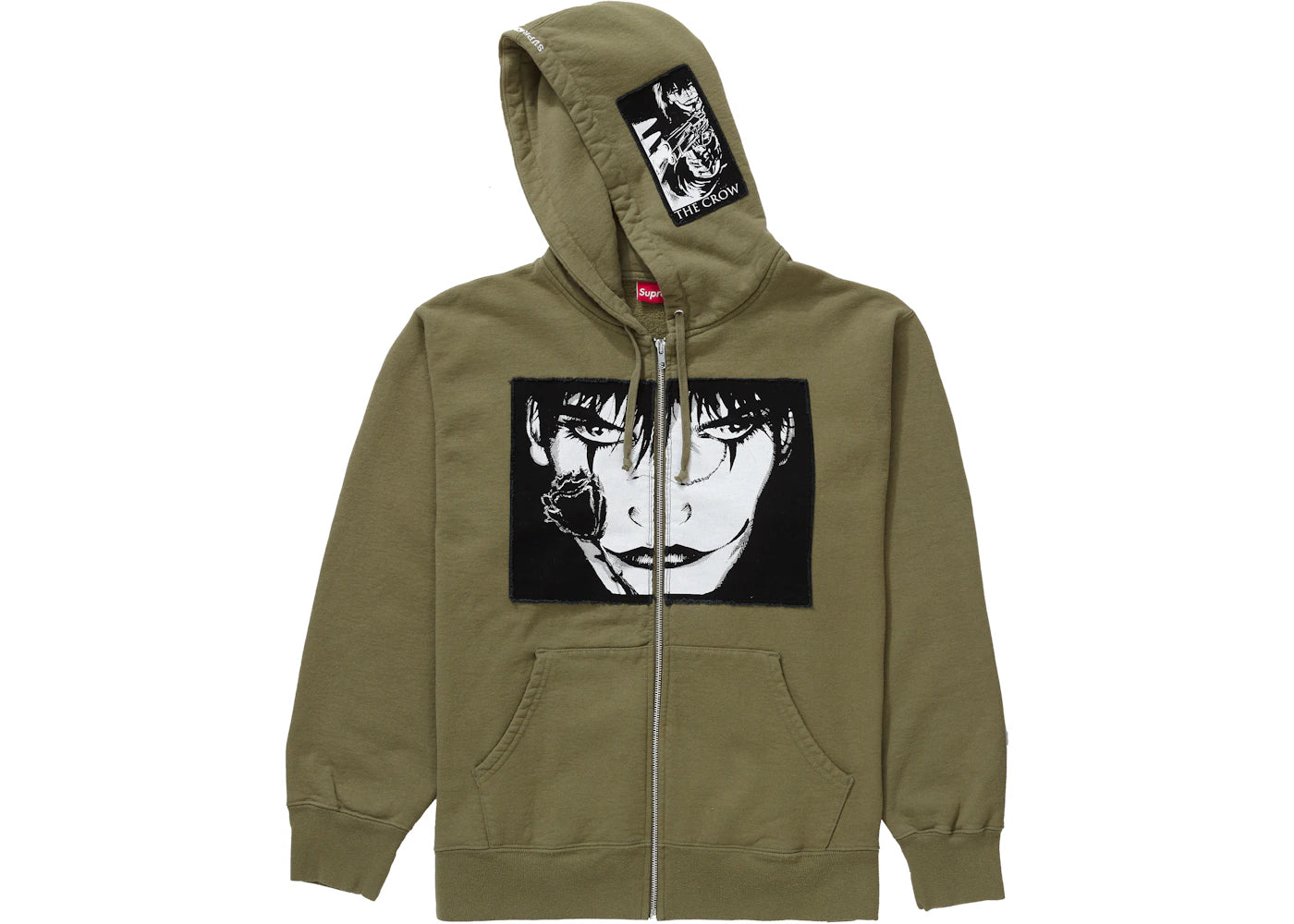 Supreme The Crow Zip Up Hooded Sweatshirt Light Olive - vue secondaire B