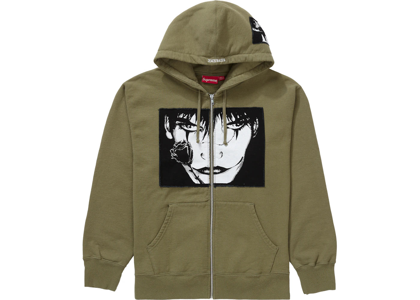 Supreme The Crow Zip Up Hooded Sweatshirt Light Olive - vue secondaire A