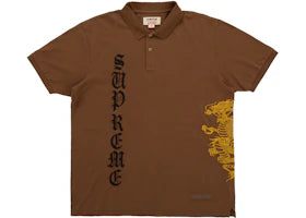Supreme The Great China Wall Dragon Polo Brown - vue 360
