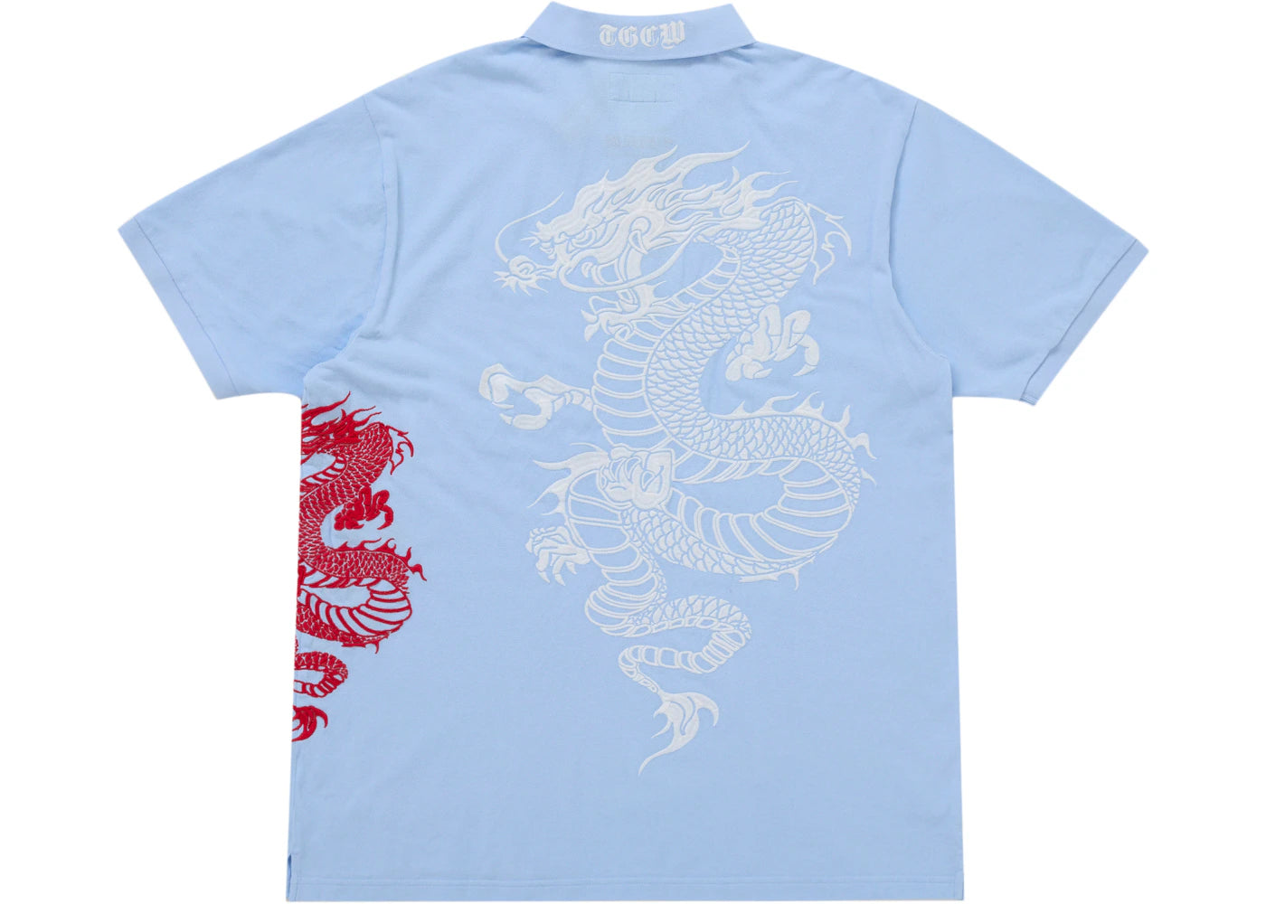 Supreme The Great China Wall Dragon Polo Light Blue - vue secondaire B