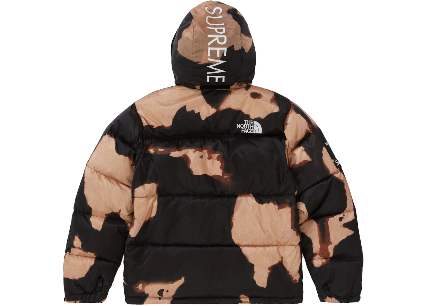 Supreme The North Face Bleached Denim Print Nuptse Jacket Black - vue secondaire B
