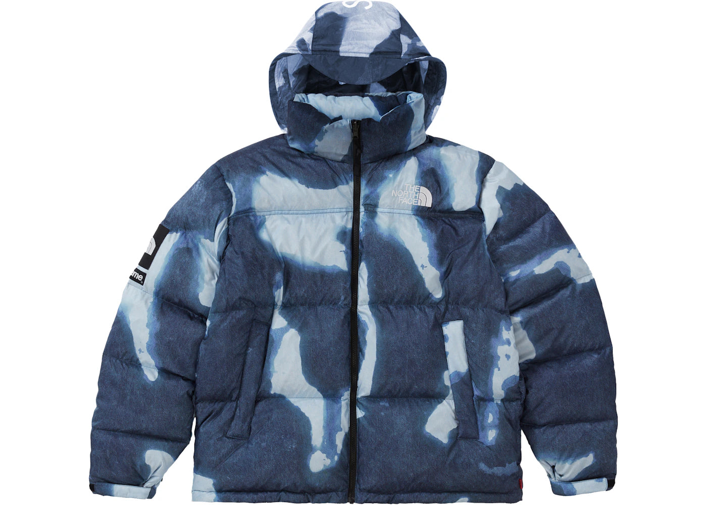 Supreme The North Face Bleached Denim Print Nuptse Jacket Indigo - vue secondaire A