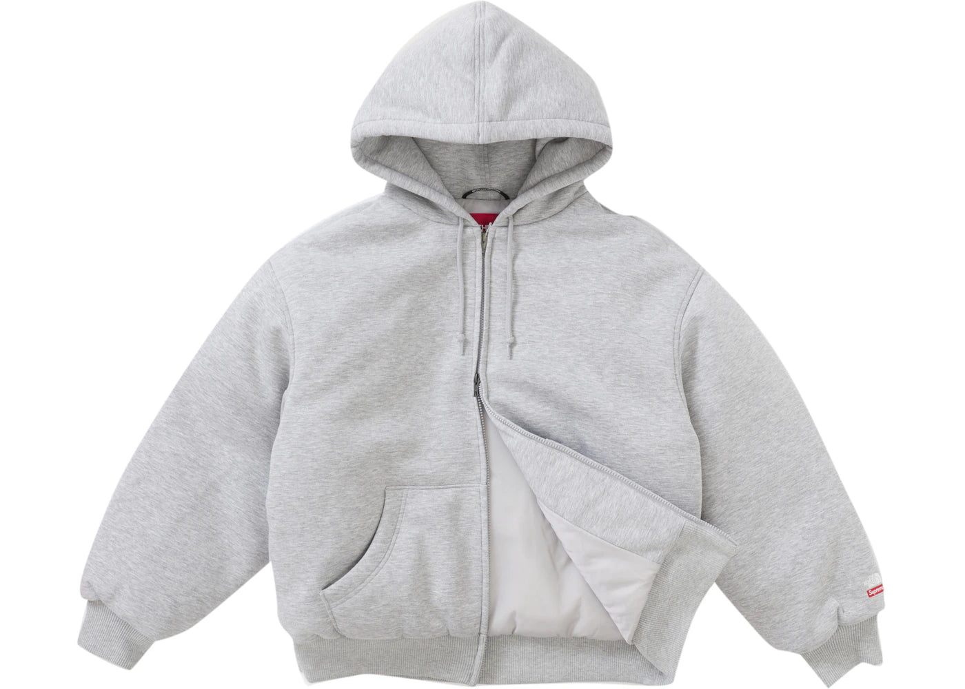 Supreme The North Face Down Filled Zip Up Hooded Sweatshirt Heather Grey - vue secondaire A