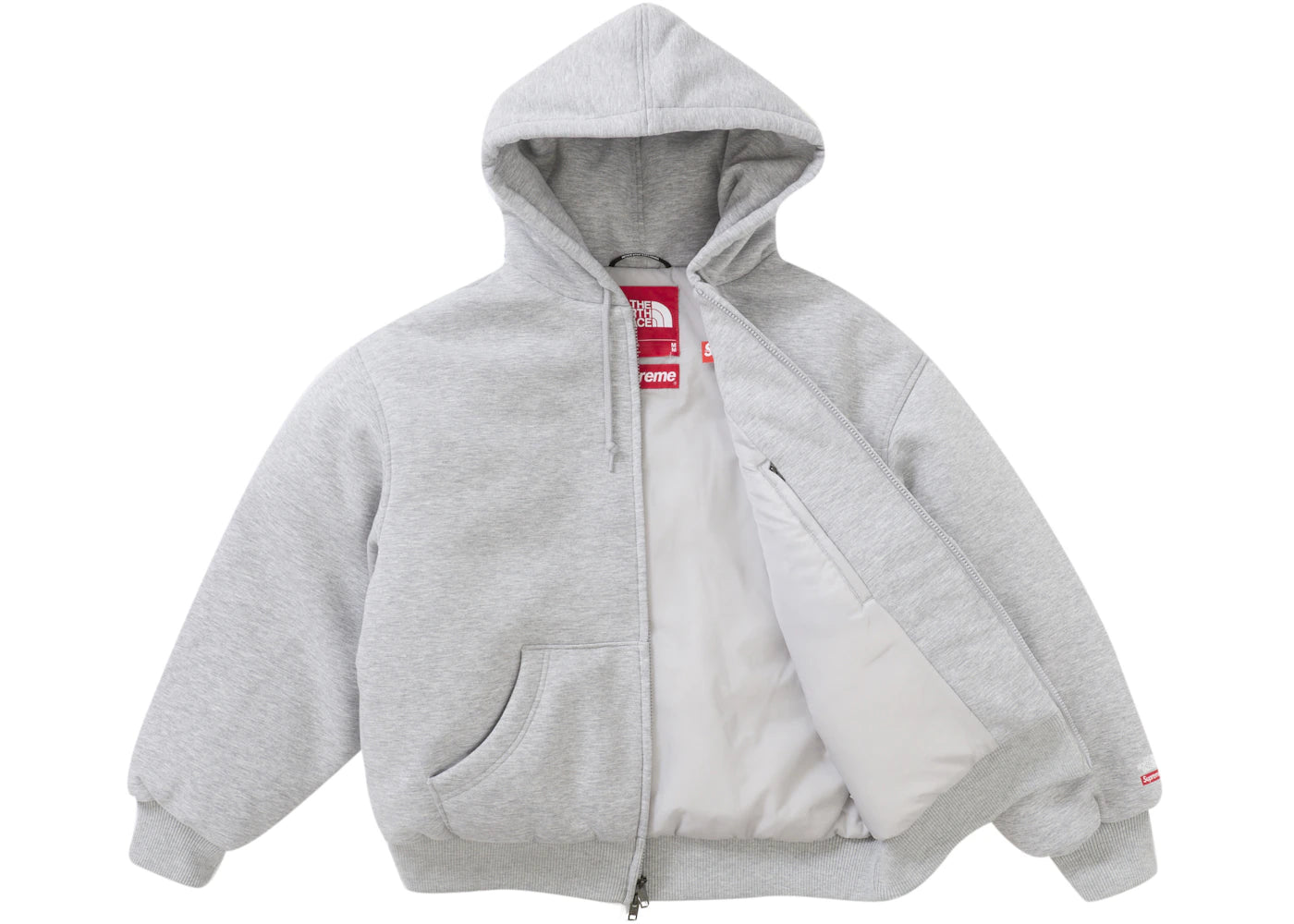 Supreme The North Face Down Filled Zip Up Hooded Sweatshirt Heather Grey - vue secondaire B