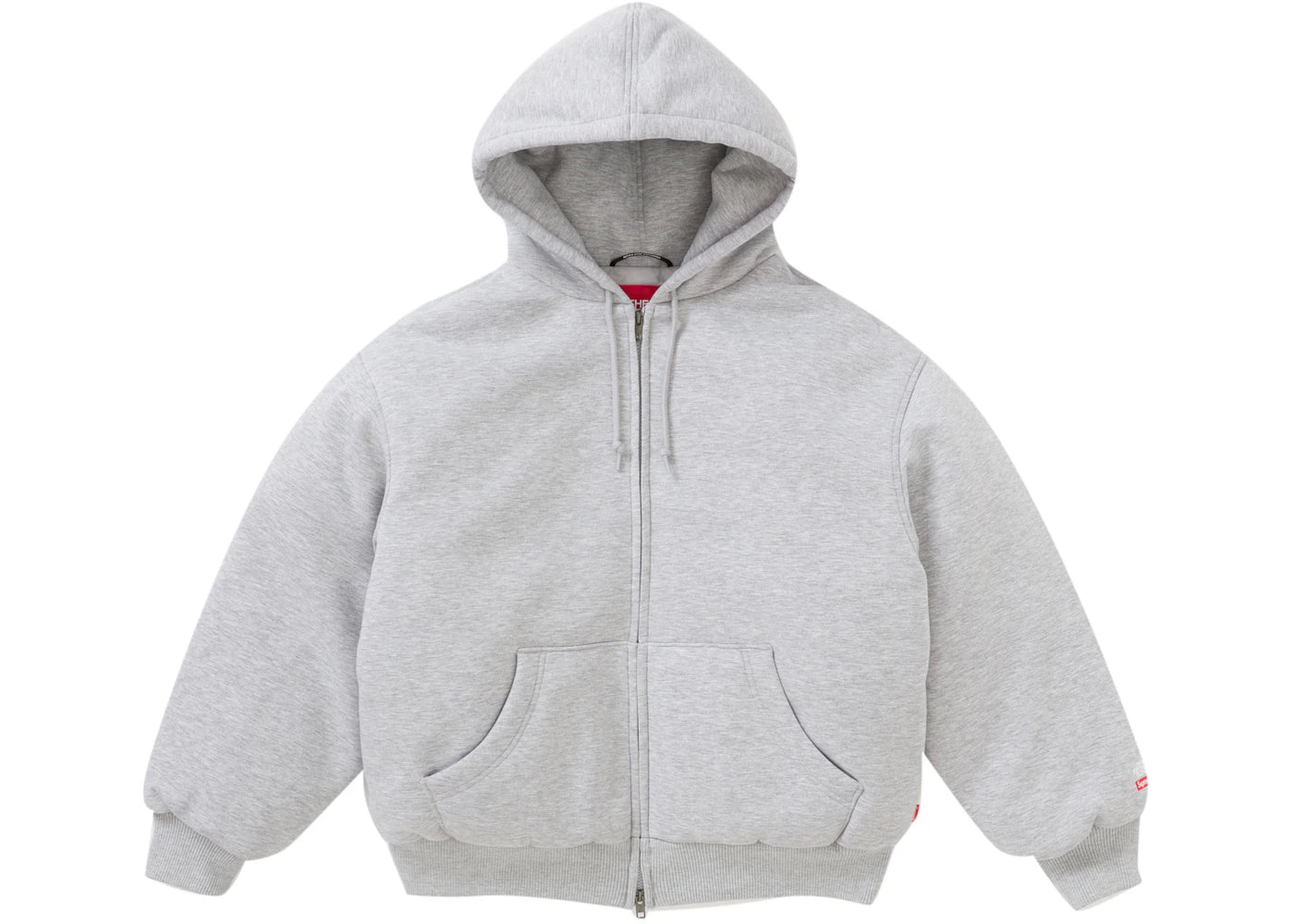 Supreme The North Face Down Filled Zip Up Hooded Sweatshirt Heather Grey - vue 360