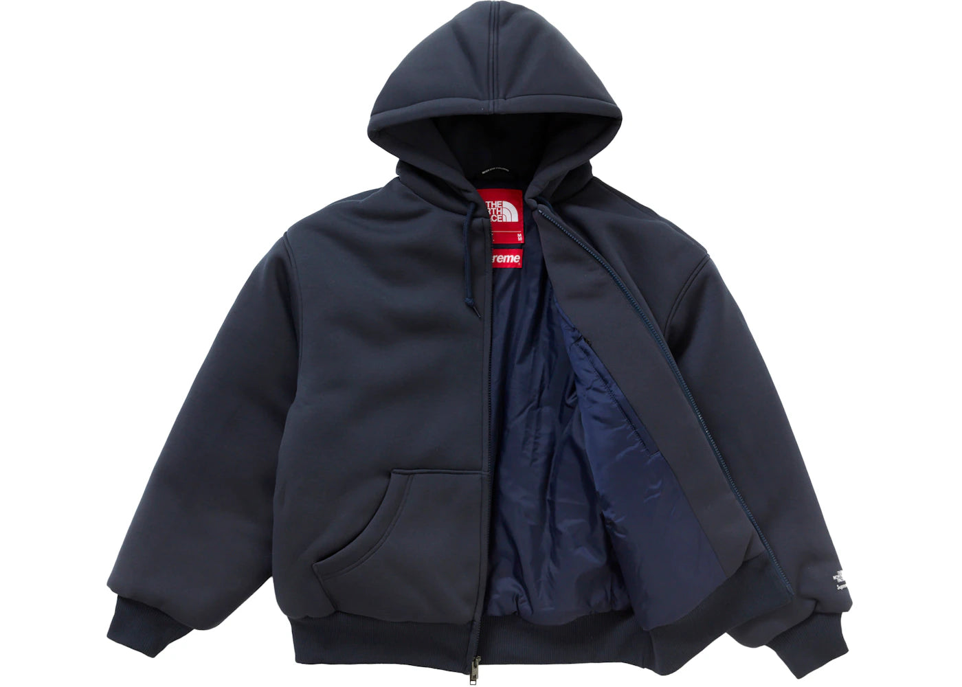 Supreme The North Face Down Filled Zip Up Hooded Sweatshirt Navy - vue secondaire B