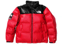 Supreme The North Face Leather Nuptse Jacket Red