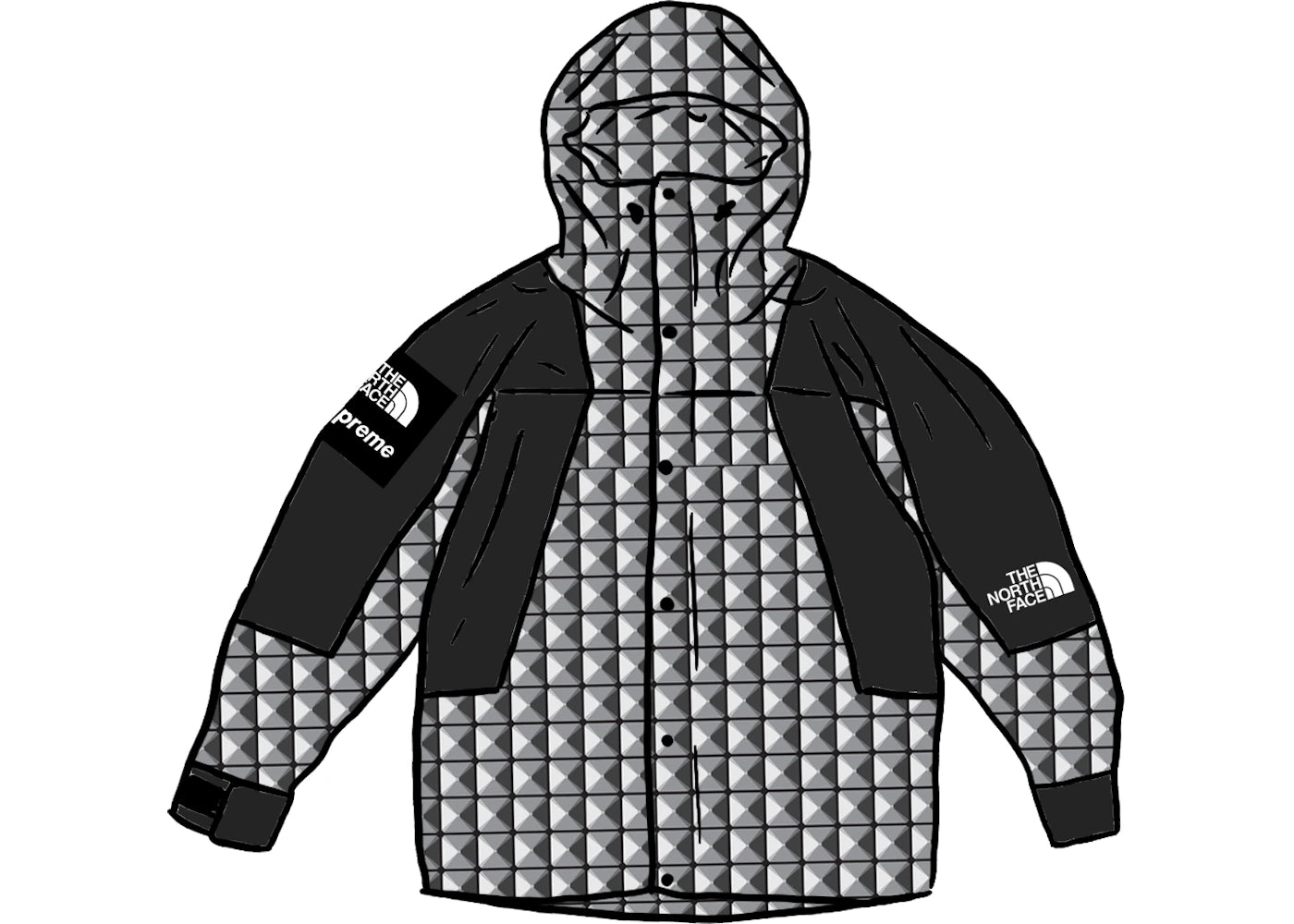 Supreme The North Face Studded Mountain Light Jacket Schwarz - vue 360