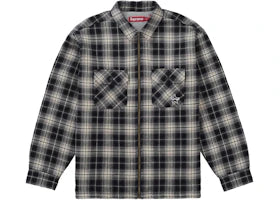 Supreme Thermal Lined Zip Up Flannel Shirt Black
