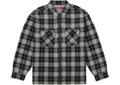 Supreme Thermal Lined Zip Up Flannel Shirt Black - apparel view 2