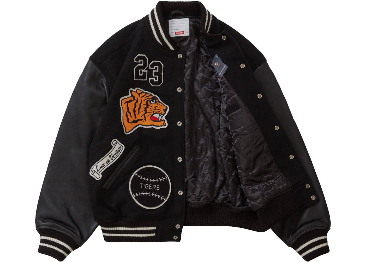 Supreme Tiger Varsity Jacket Black - vue secondaire B