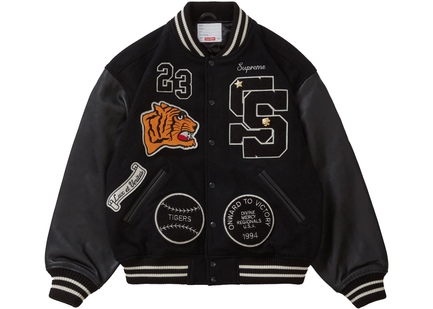 Supreme Tiger Varsity Jacket Black - vue secondaire A