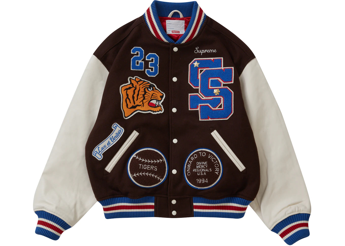 Supreme Tiger Varsity Jacket Brown - vue secondaire A