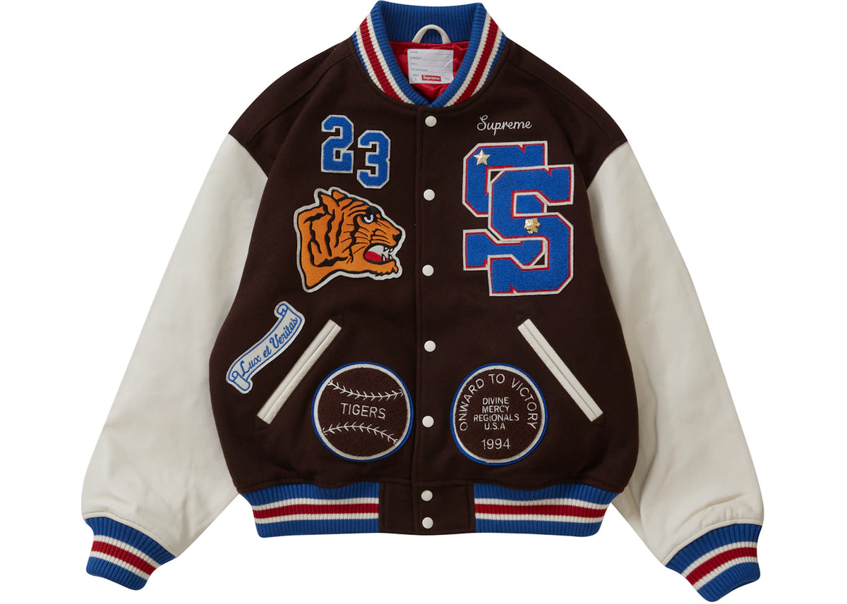 Supreme Tiger Varsity Jacket Brown - vue 360