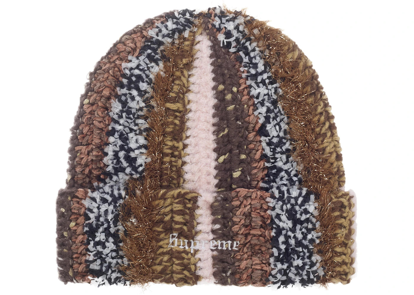 Supreme Tinsel Stripe Beanie Brown - vue secondaire A