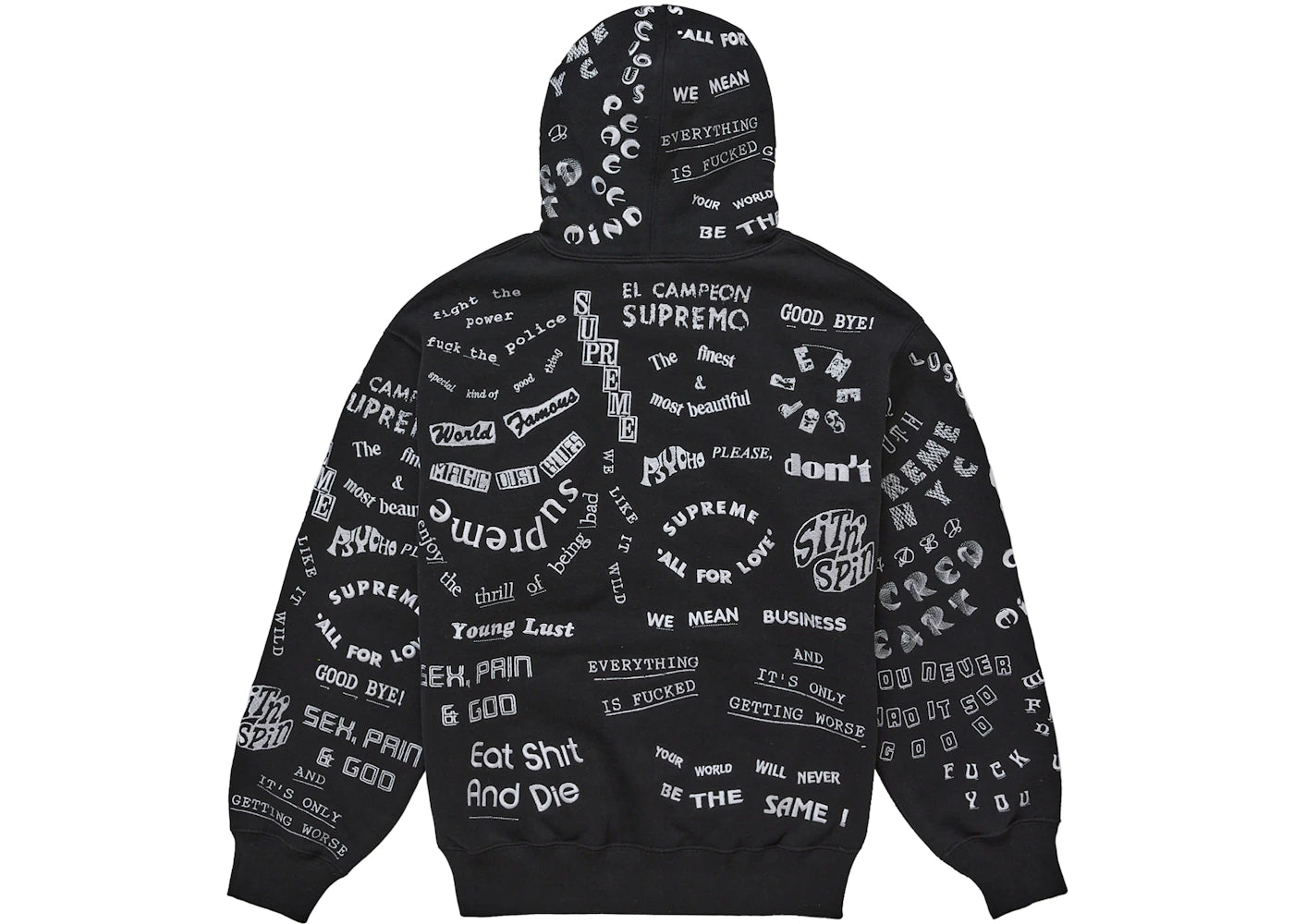 Supreme Too Deadly Hooded Sweatshirt Black - vue secondaire A