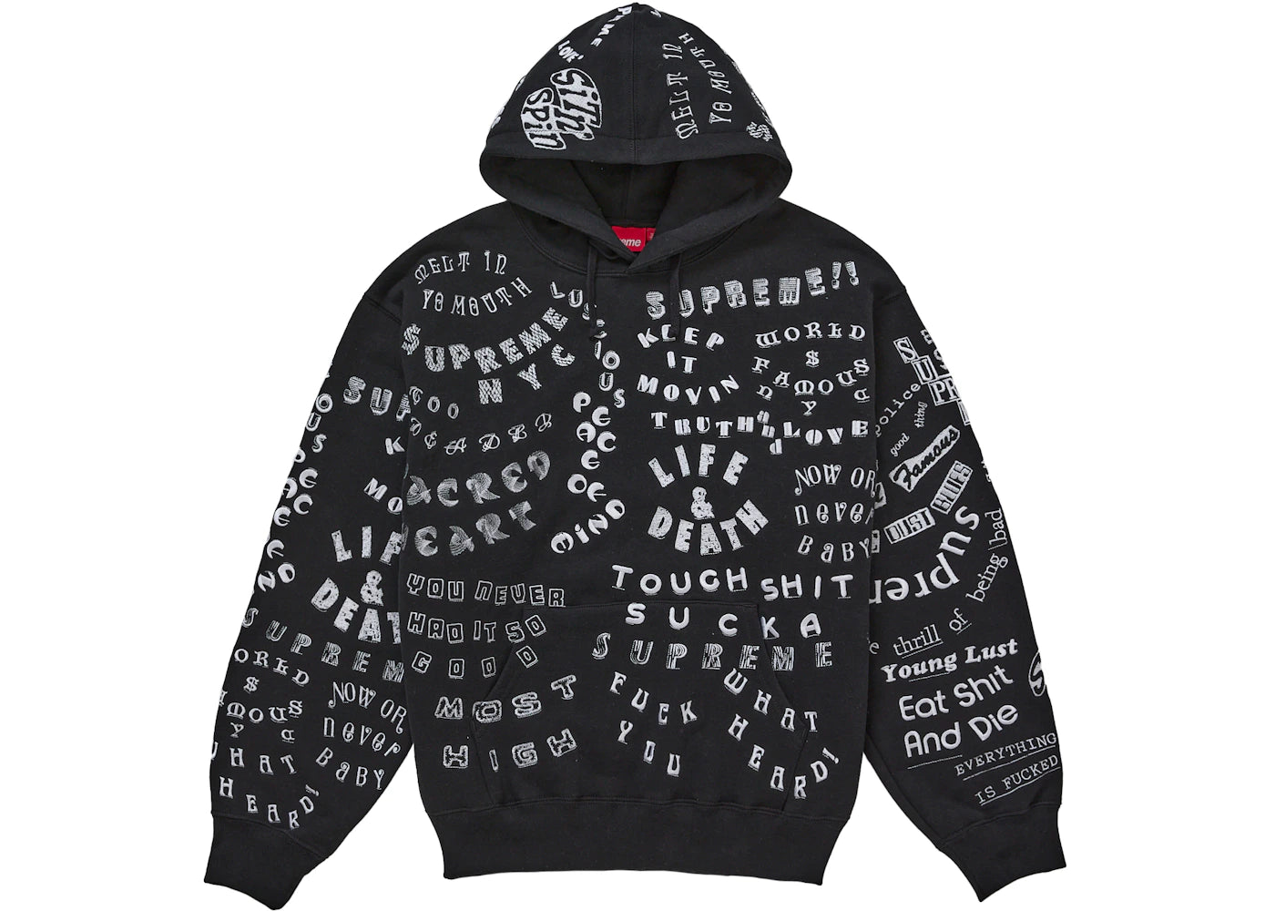 Supreme Too Deadly Hooded Sweatshirt Black - vue 360