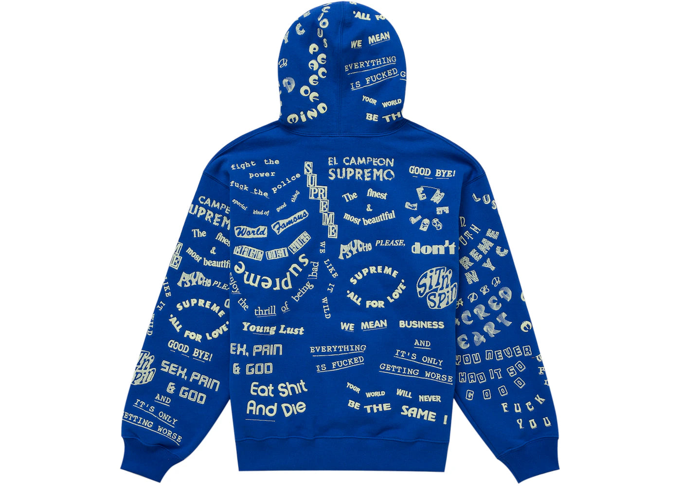 Supreme Too Deadly Hooded Sweatshirt Blue - vue secondaire B