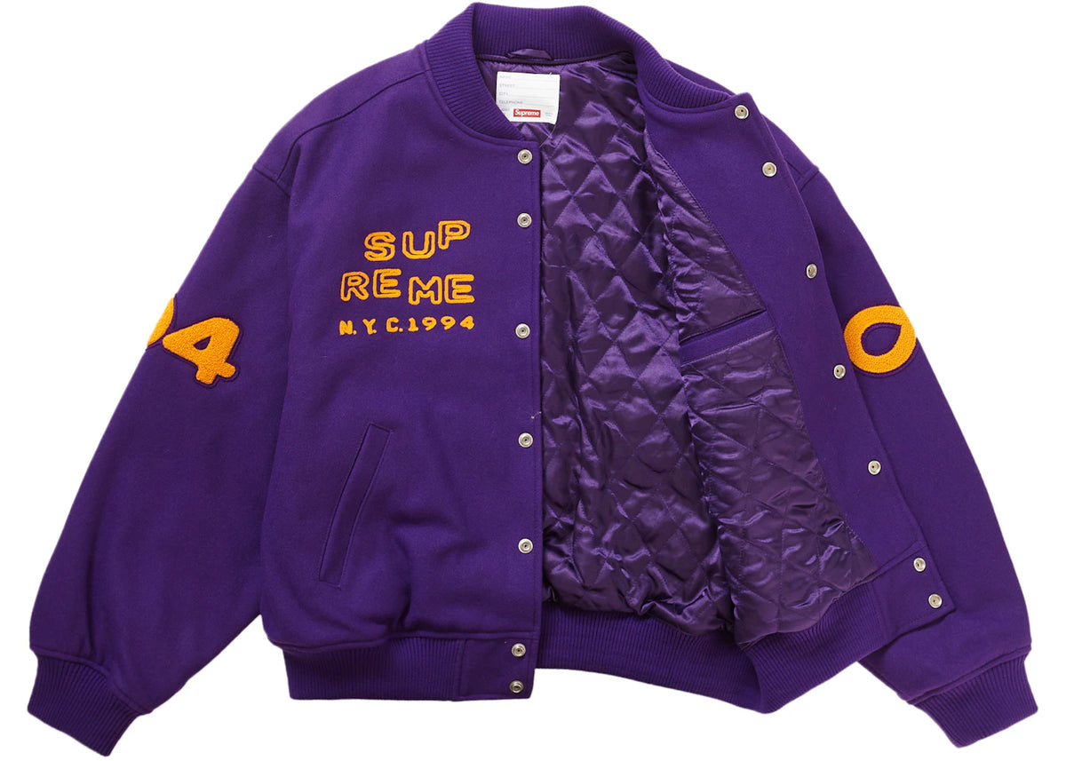 Supreme Tourist Varsity Jacket Purple - vue secondaire B