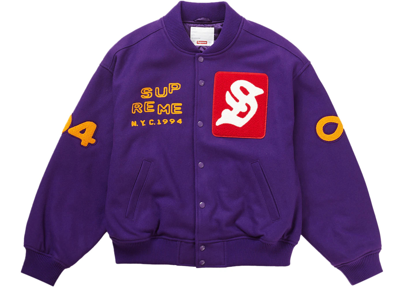 Supreme Tourist Varsity Jacket Purple - vue secondaire A