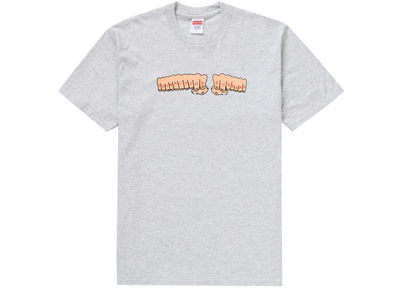 Supreme Toy Machine Fist Tee Ash Grey - vue 360