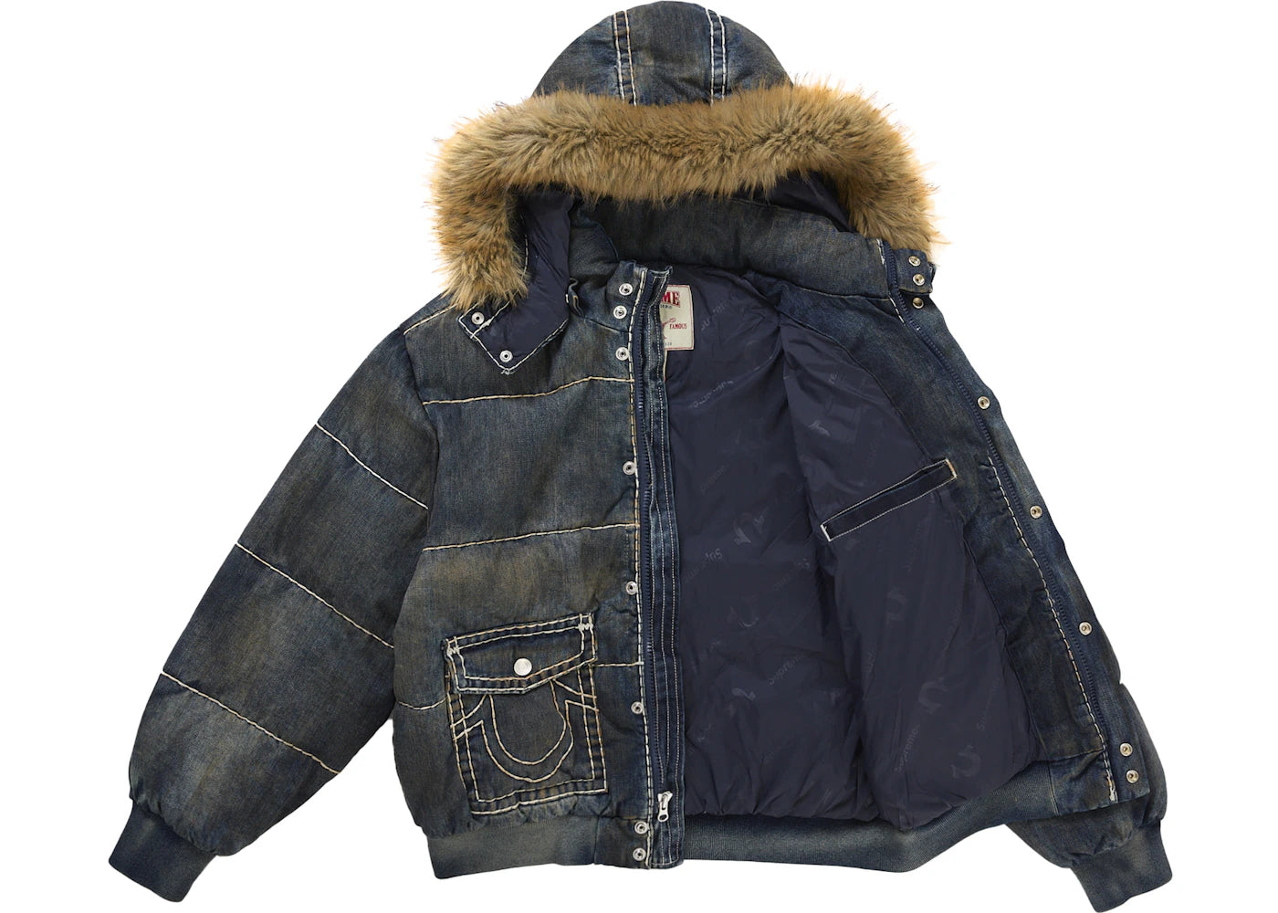 Supreme True Religion Puffer Jacket Navy - vue secondaire A