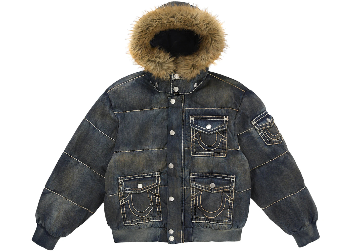 Supreme True Religion Puffer Jacket Navy - vue 360