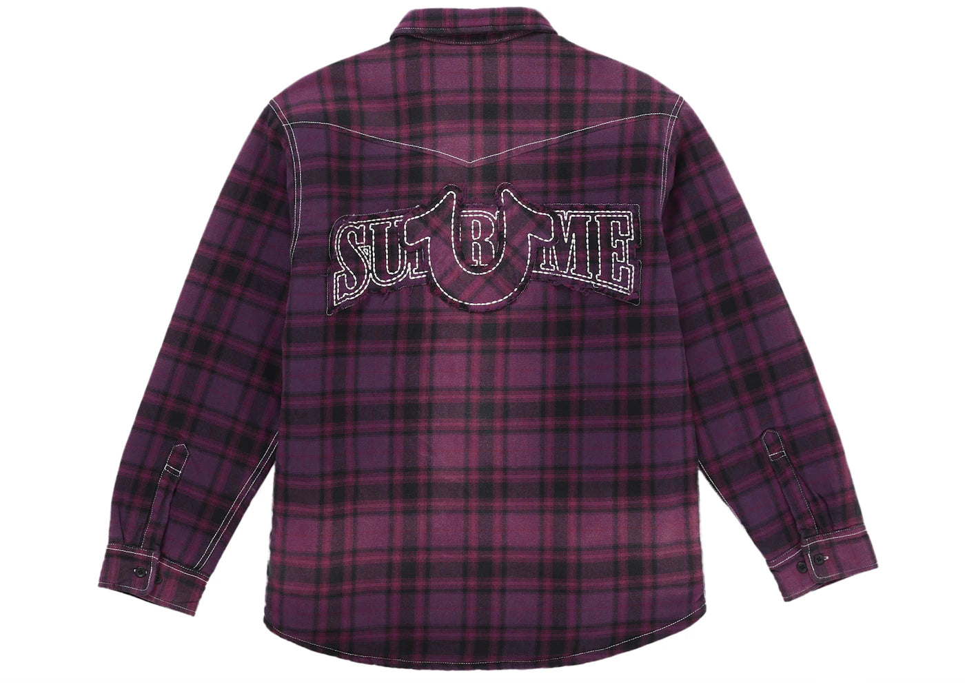 Supreme True Religion Quilted Lined Plaid Flannel Shirt Purple - vue secondaire B