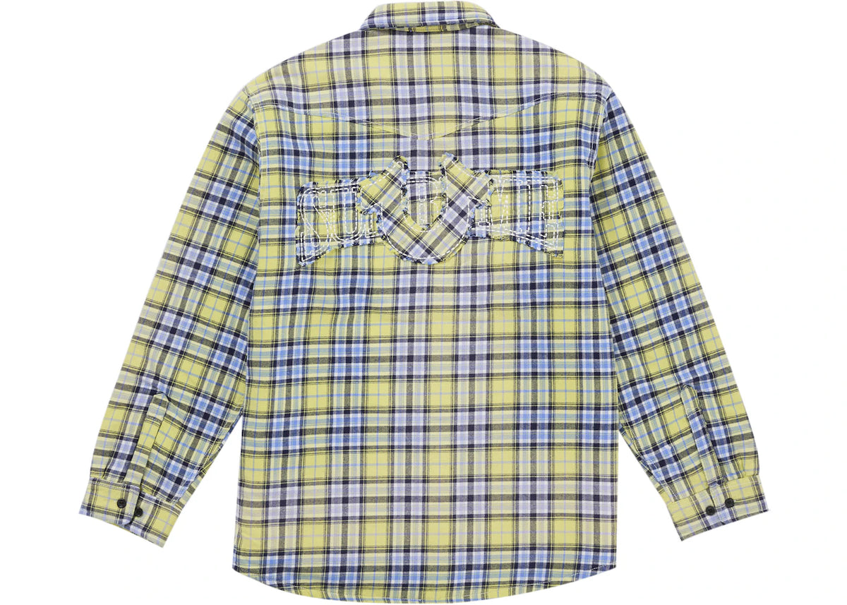 Supreme True Religion Quilted Lined Plaid Flannel Shirt Yellow - vue secondaire B